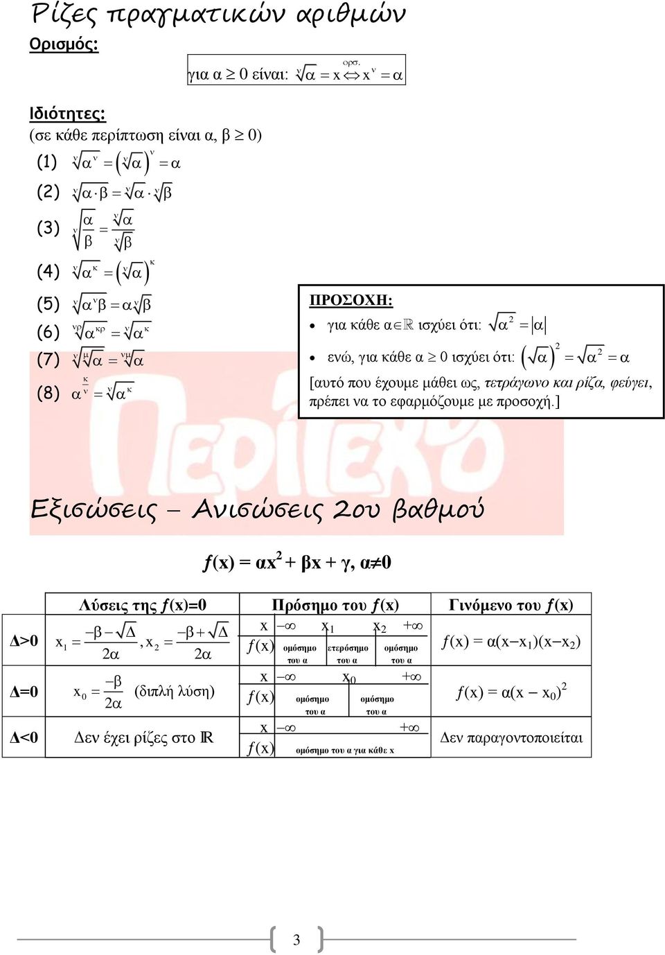 έχουμε μάθει ως, τετράγωνο και ρίζα, φεύγει, πρέπει να το εφαρμόζουμε με προσοχή.