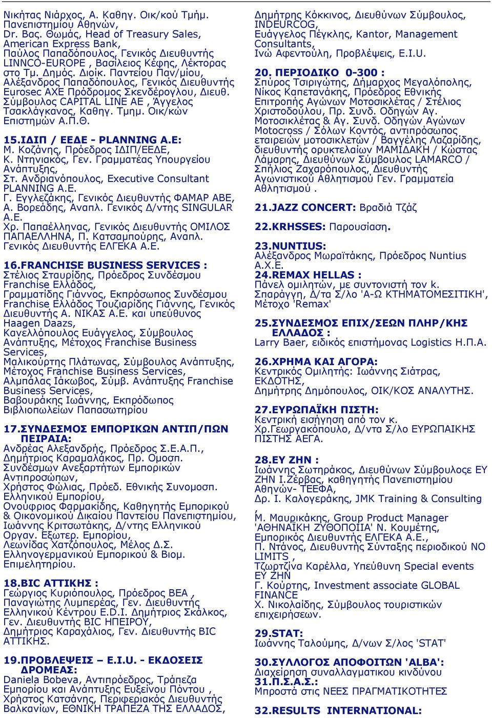 Οικ/κών Επιστηµών ΑΠΘ 15 ΙΔΙΠ / ΕΕΔΕ - PLANNING AE: Μ Κοζάνης, Πρόεδρος ΙΔΙΠ/ΕΕΔΕ, Κ Ντηνιακός, Γεν Γραµµατέας Υπουργείου Ανάπτυξης, Στ Ανδριανόπουλος, Executive Consultant PLANNING AE Γ Εγγλεζάκης,