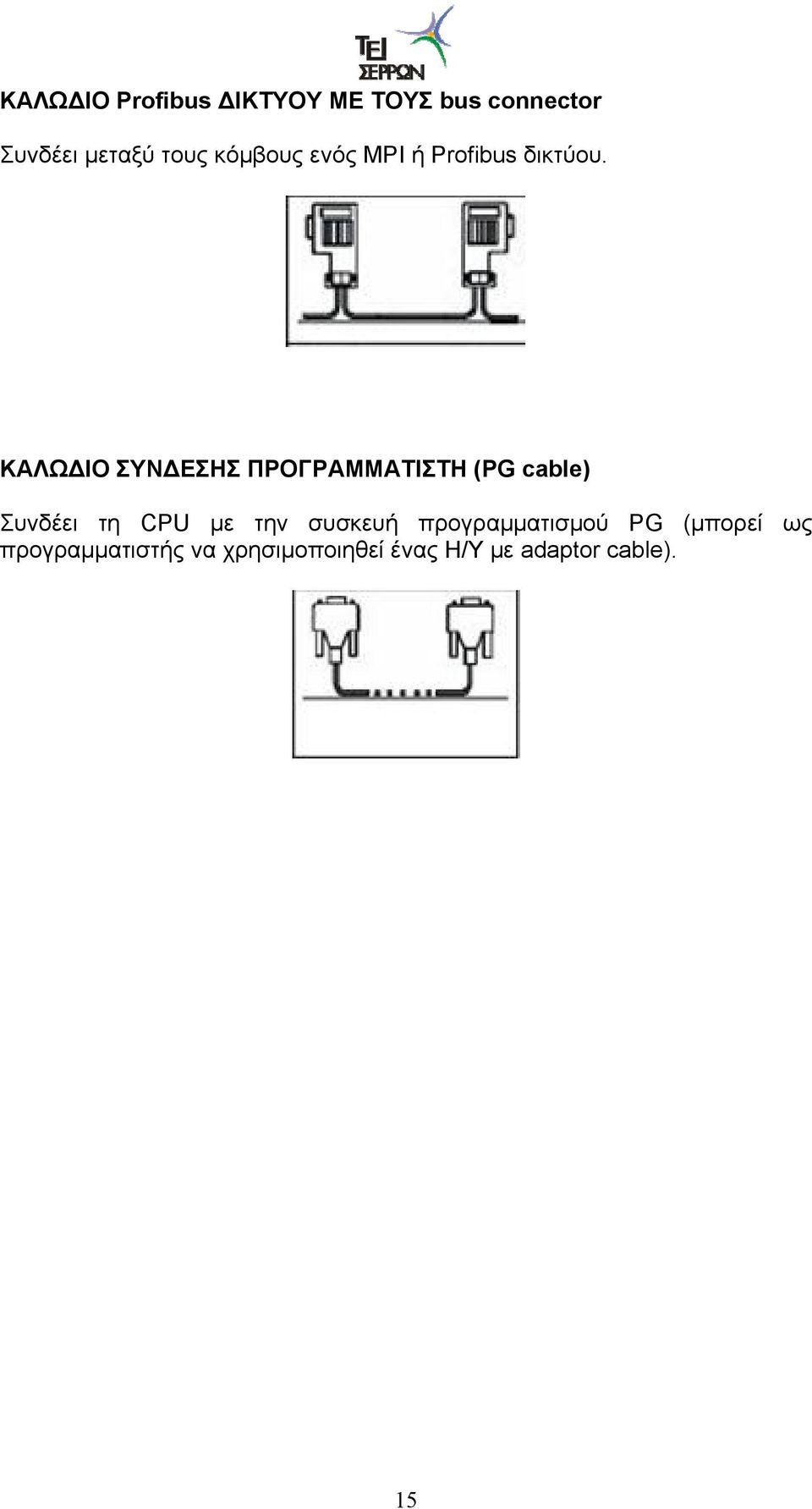 ΚΑΛΩΔΙΟ ΣΥΝΔΕΣΗΣ ΠΡΟΓΡΑΜΜΑΤΙΣΤΗ (PG cable) Συνδέει τη CPU με την