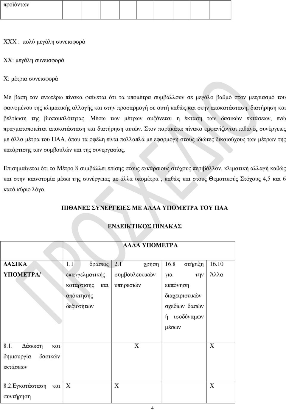 Μέσω των μέτρων αυξάνεται η έκταση των δασικών εκτάσεων, ενώ πραγματοποιείται αποκατάσταση και διατήρηση αυτών.