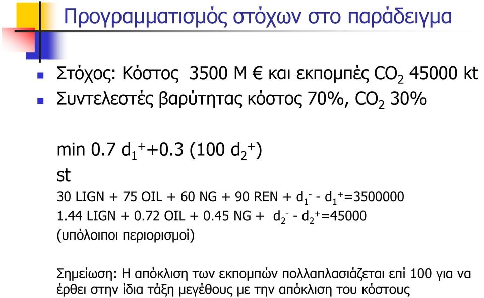 3 (100 d 2+ ) st 30 LIGN + 75 OIL + 60 NG + 90 REN + d 1- -d 1+ =3500000 1.44 LIGN + 0.72 OIL + 0.