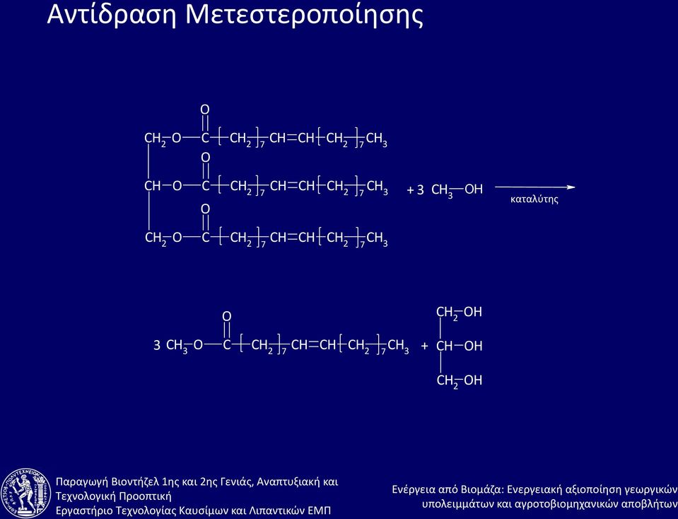 3 OH καταλύτης CH 2 O C CH 2 CH CH CH 2 CH 3 7 7 O CH