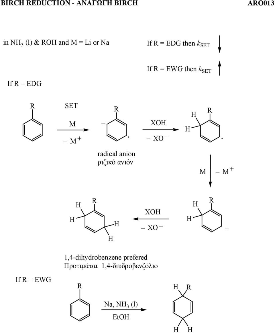 M.. radical anion ριζικό ανιόν M M 1,4dihydrobenzene