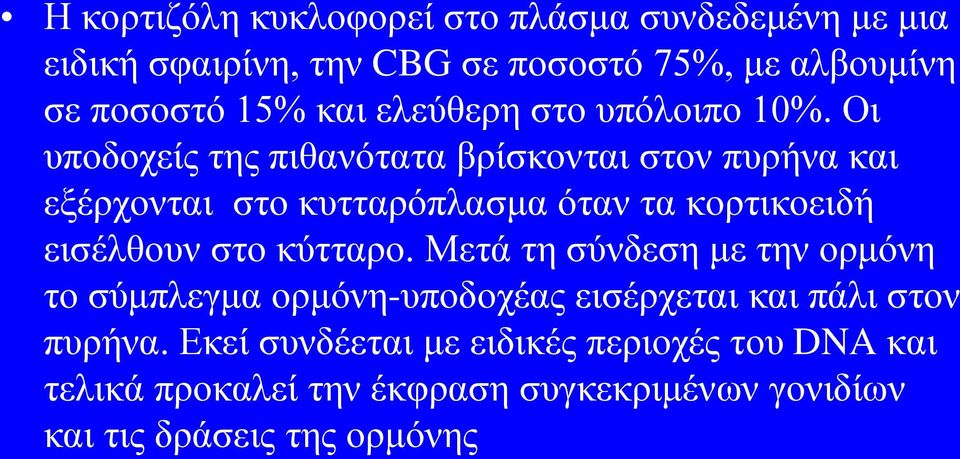 Οι υποδοχείς της πιθανότατα βρίσκονται στον πυρήνα και εξέρχονται στο κυτταρόπλασμα όταν τα κορτικοειδή εισέλθουν στο