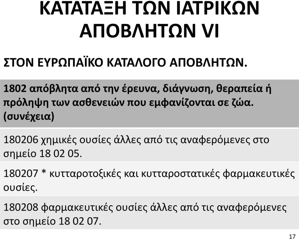 (συνέχεια) 180206 χημικές ουσίες άλλες από τις αναφερόμενες στο σημείο 18 02 05.