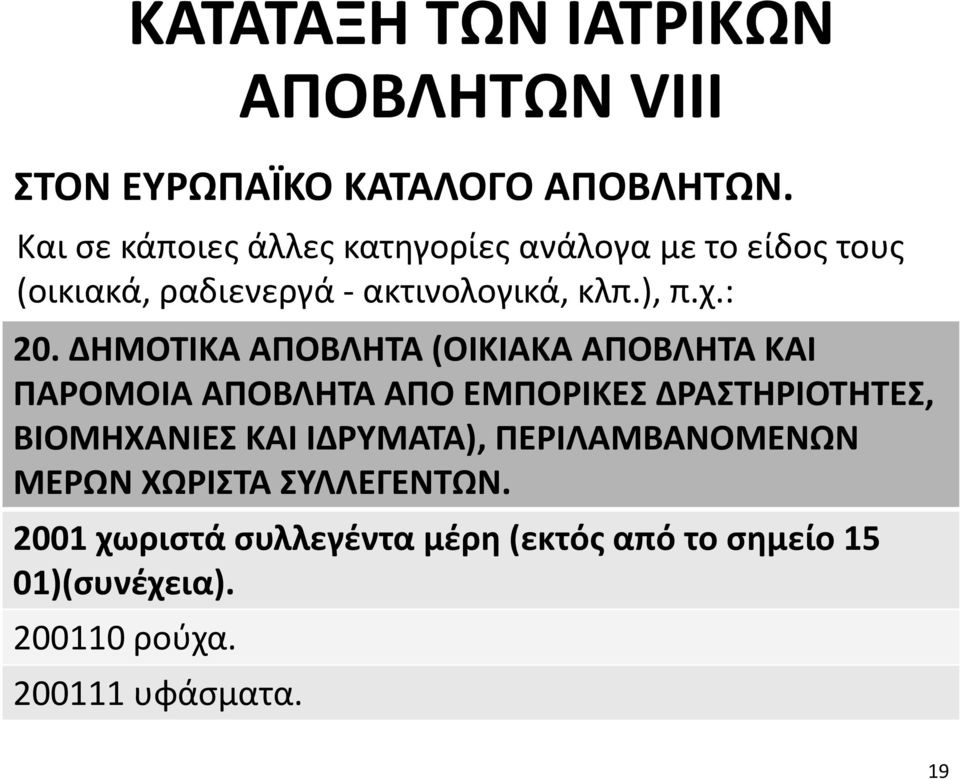 ΔΗΜΟΤΙΚΑ ΑΠΟΒΛΗΤΑ (ΟIΚIΑΚΑ ΑΠΟΒΛΗΤΑ ΚΑΙ ΠΑΡΟΜΟΙΑ ΑΠΟΒΛΗΤΑ ΑΠΟ ΕΜΠΟΡΙΚΕΣ ΔΡΑΣΤΗΡΙΟΤΗΤΕΣ, ΒΙΟΜΗΧΑΝΙΕΣ ΚΑΙ