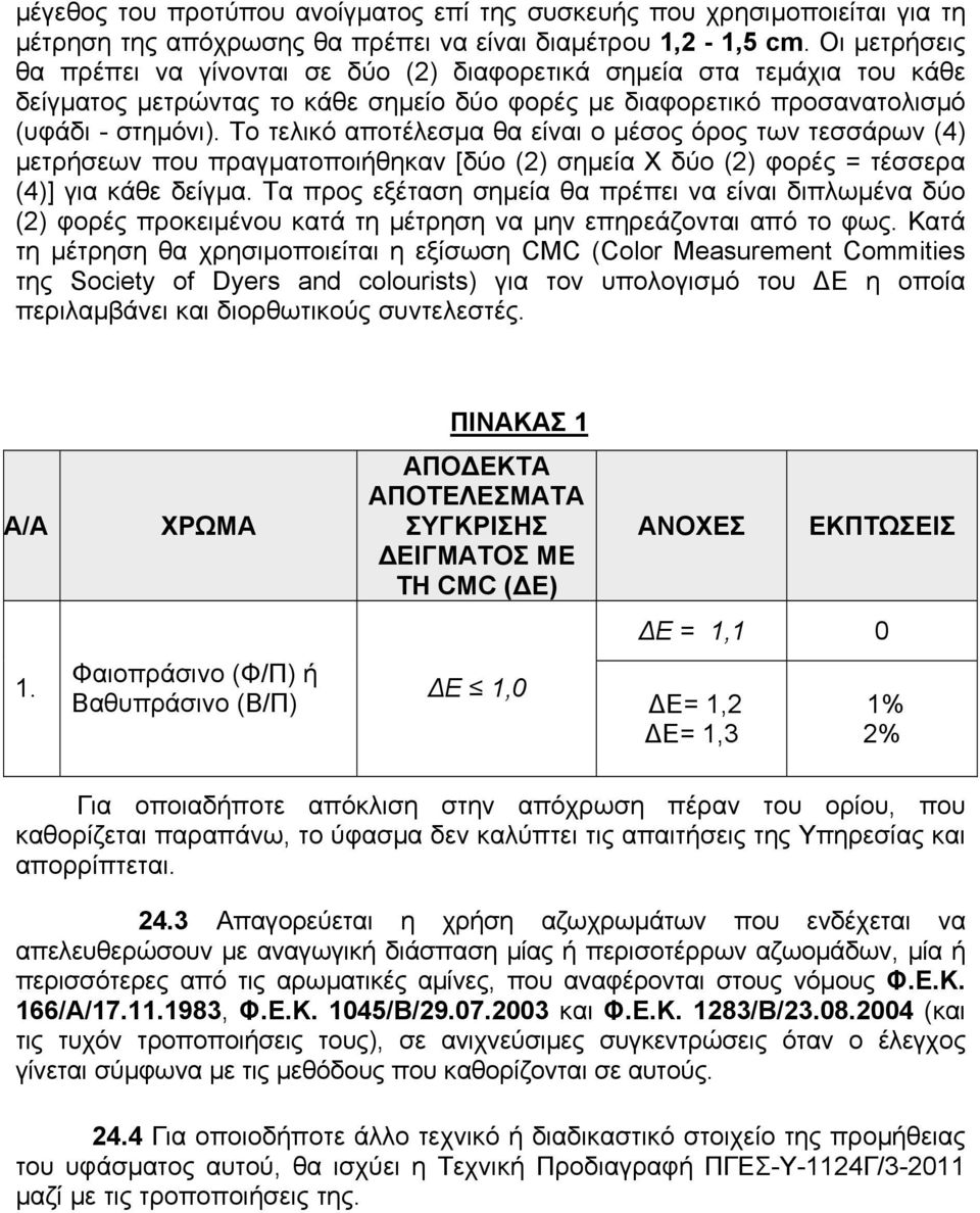 Το τελικό αποτέλεσµα θα είναι ο µέσος όρος των τεσσάρων (4) µετρήσεων που πραγµατοποιήθηκαν [δύο (2) σηµεία Χ δύο (2) φορές = τέσσερα (4)] για κάθε δείγµα.