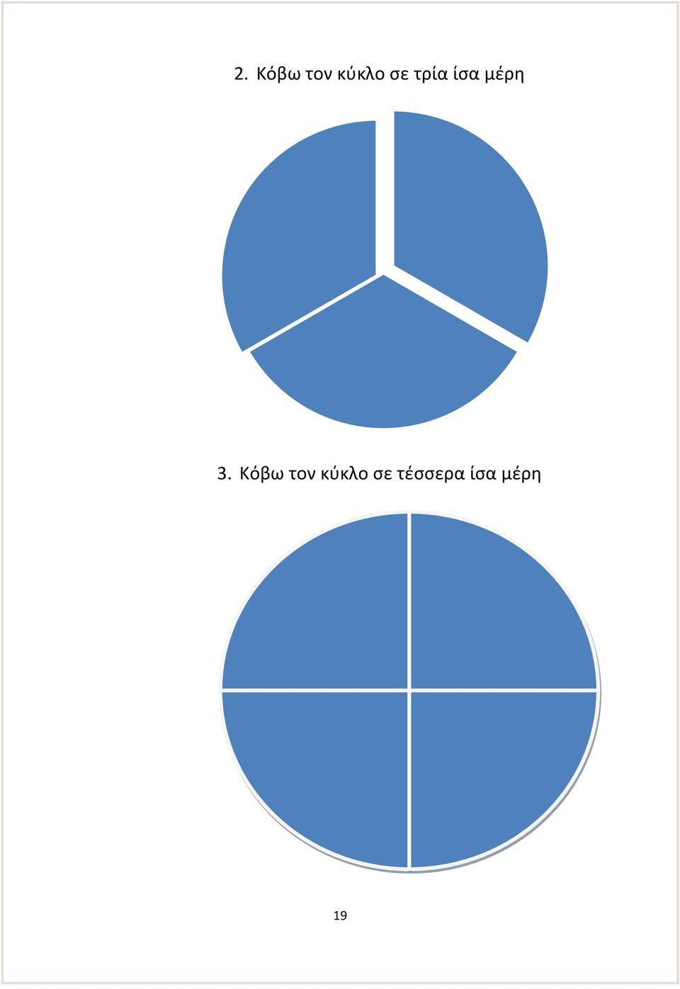 Κόβω τον κύκλο σε τέσσερα ίσα