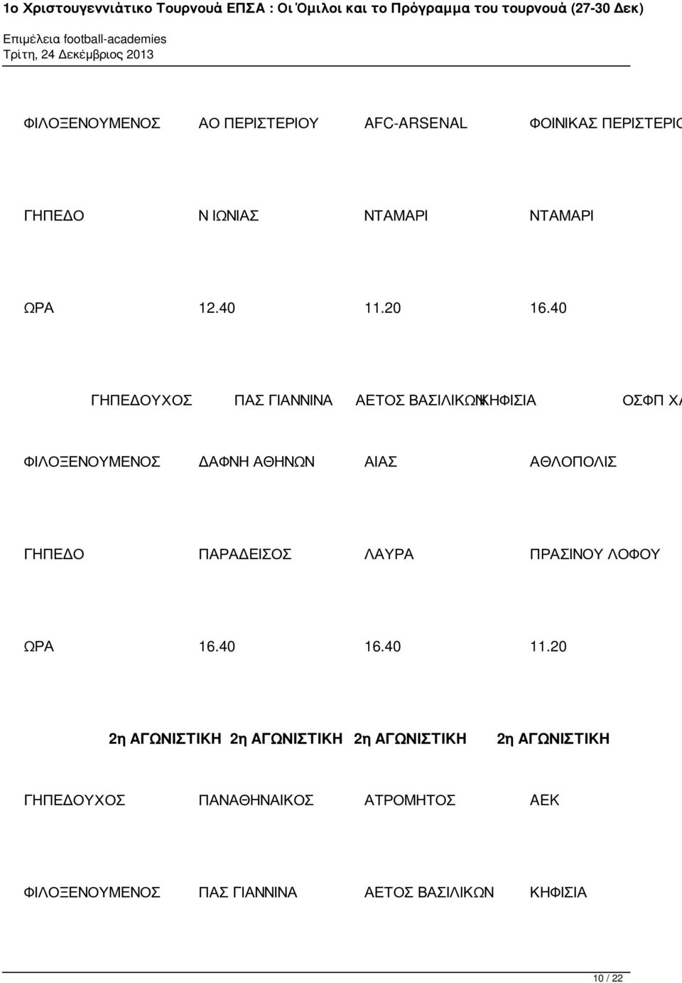 40 ΓΗΠΕΔΟΥΧΟΣ ΠΑΣ ΓΙΑΝΝΙΝΑ ΑΕΤΟΣ ΒΑΣΙΛΙΚΩΝΚΗΦΙΣΙΑ ΟΣΦΠ ΧΑ ΦΙΛΟΞΕΝΟΥΜΕΝΟΣ ΔΑΦΝΗ ΑΘΗΝΩΝ ΑΙΑΣ ΑΘΛΟΠΟΛΙΣ