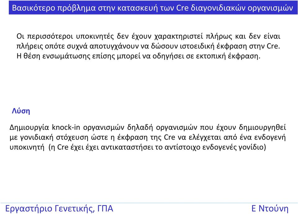Η θέση ενσωμάτωσης επίσης μπορεί να οδηγήσει σε εκτοπική έκφραση.