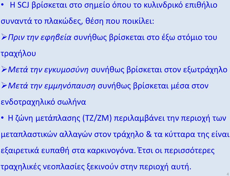 βρίσκεται μέσα στον ενδοτραχηλικό σωλήνα Η ζώνη μετάπλασης (ΤΖ/ΖΜ) περιλαμβάνει την περιοχή των μεταπλαστικών αλλαγών στον