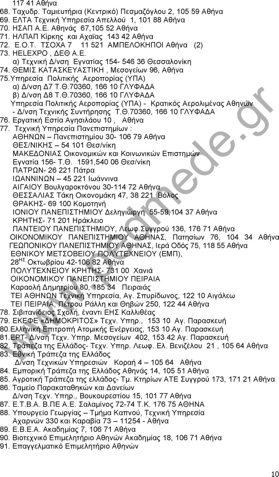 ΘΕΜΙΣ ΚΑΤΑΣΚΕΥΑΣΤΙΚΗ, Μεσογείων 96, Αθήνα 75.Υπηρεσία Πολιτικής Αεροπορίας (ΥΠΑ) α) /νση 7 Τ.Θ.70360, 166 10 ΓΛΥΦΑ Α β) /νση 8 Τ.Θ.70360, 166 10 ΓΛΥΦΑ Α Υπηρεσία Πολιτικής Αεροπορίας (ΥΠΑ) - Κρατικός Αερολιμένας Αθηνών - /νση Τεχνικής Συντήρησης Τ.