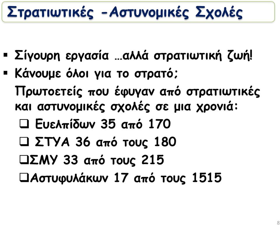 στρατιωτικές και αστυνομικές σχολές σε μια χρονιά: Ευελπίδων 35