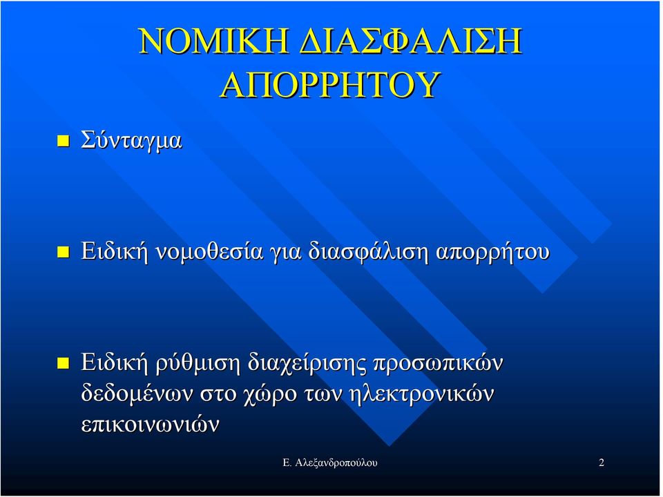 ρύθμιση διαχείρισης προσωπικών δεδομένων στο