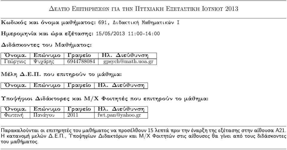 15/05/2013 11:00-14:00 Γεώργιος Ψυχάρης