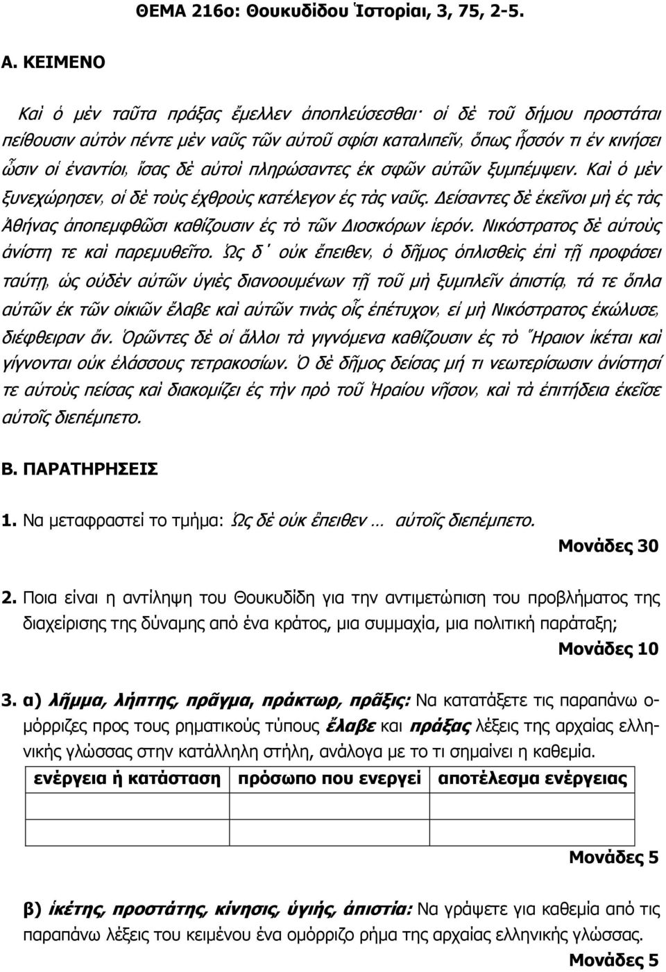 σφῶν αὐτῶν ξυµπέµψειν. Καὶ ὁ µὲν ξυνεχώρησεν οἱ δὲ τοὺς ἐχθροὺς κατέλεγον ἐς τὰς ναῦς. είσαντες δὲ ἐκεῖνοι µὴ ἐς τὰς Ἀθήνας ἀποπεµφθῶσι καθίζουσιν ἐς τὸ τῶν ιοσκόρων ἱερόν.