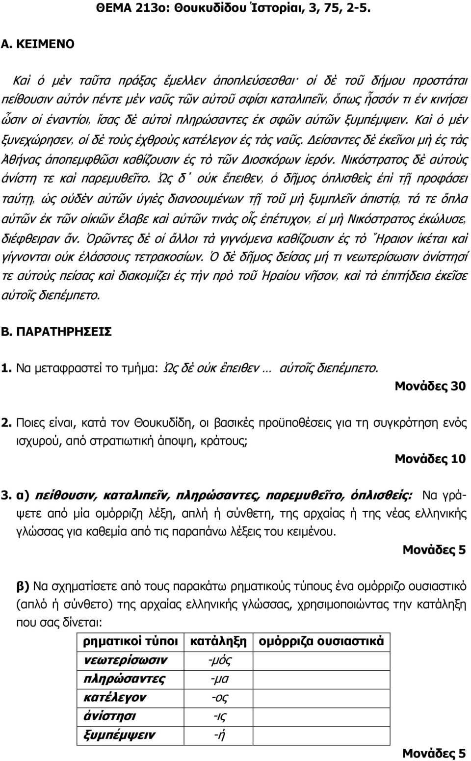 σφῶν αὐτῶν ξυµπέµψειν. Καὶ ὁ µὲν ξυνεχώρησεν οἱ δὲ τοὺς ἐχθροὺς κατέλεγον ἐς τὰς ναῦς. είσαντες δὲ ἐκεῖνοι µὴ ἐς τὰς Ἀθήνας ἀποπεµφθῶσι καθίζουσιν ἐς τὸ τῶν ιοσκόρων ἱερόν.