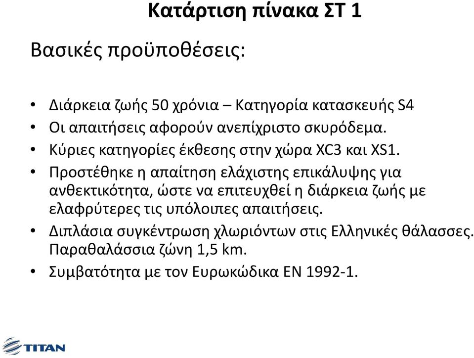 Προστέθηκε η απαίτηση ελάχιστης επικάλυψης για ανθεκτικότητα, ώστε να επιτευχθεί η διάρκεια ζωής με ελαφρύτερες