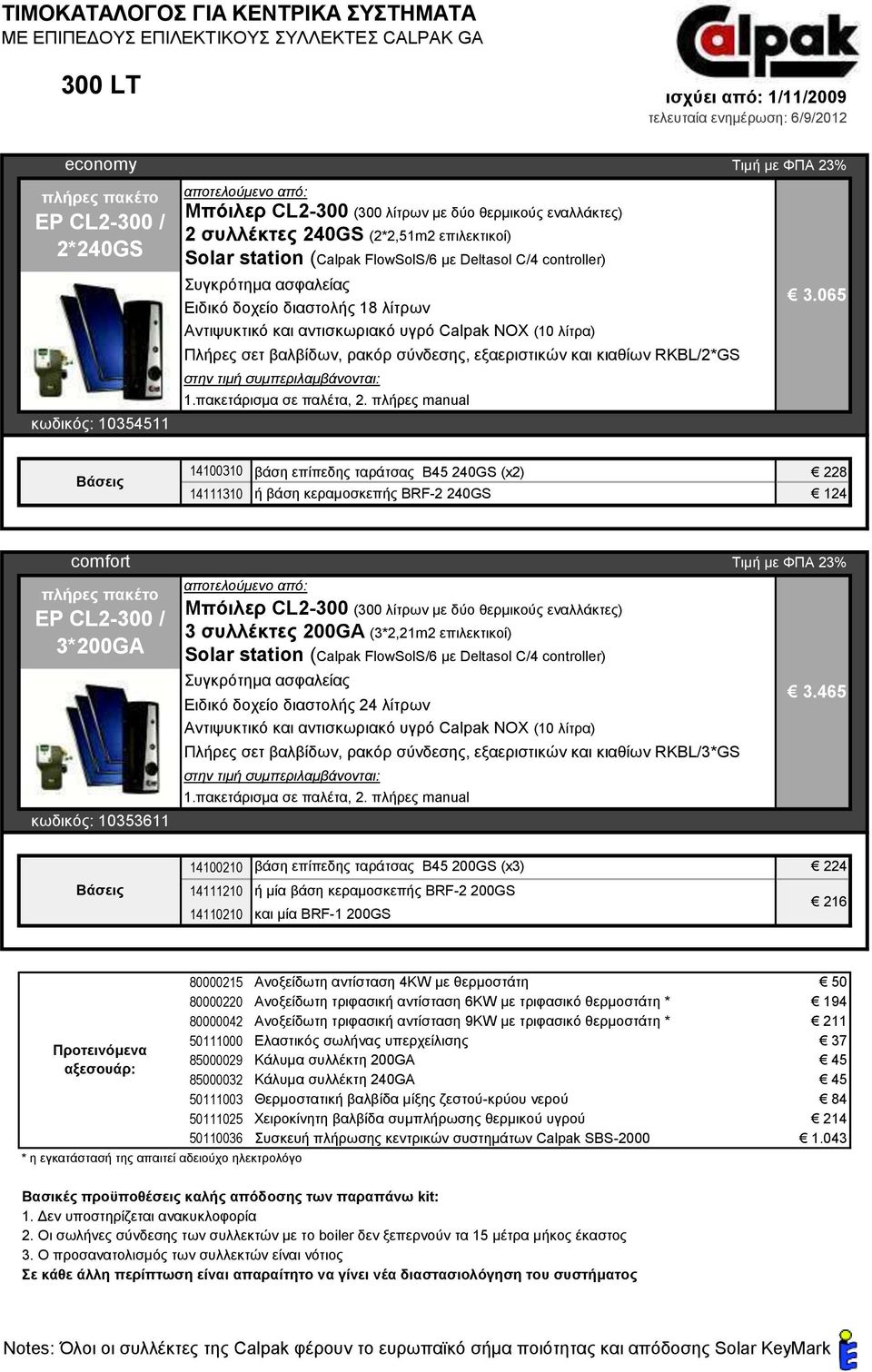 065 14100310 βάση επίπεδη ταράτσα B45 240GS (x2) 228 14111310 ή βάση κεραμοσκεπή BRF-2 240GS 124 EP CL2-300 / 3*200GΑ κωδικό : 10353611 Μπόιλερ CL2-300 (300 λίτρων με δύο θερμικού εναλλάκτε ) 3