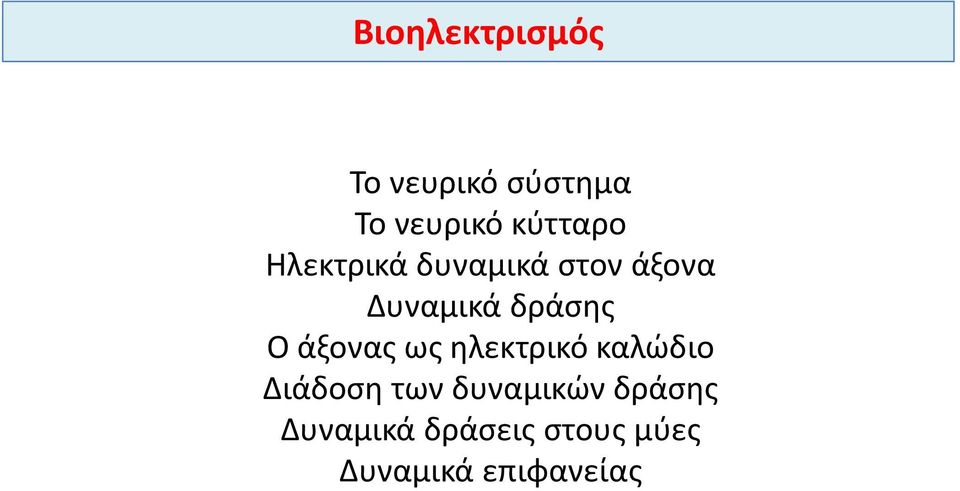 δράσης Ο άξονας ως ηλεκτρικό καλώδιο Διάδοση των