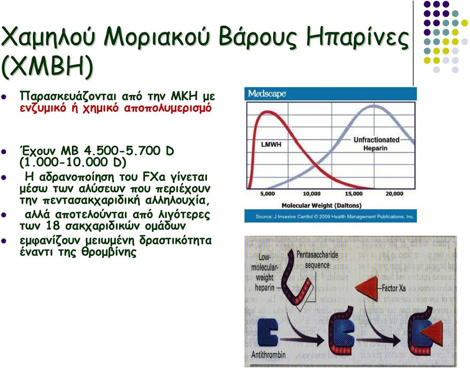 000 D) Η αδρανοποίηση του FXa γίνεται μέσω των αλύσεων που περιέχουν την