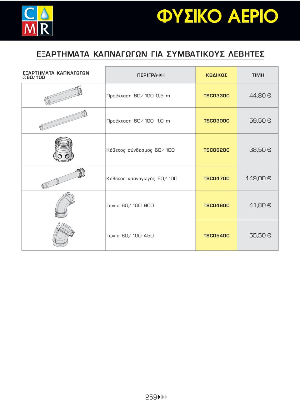 1,0 m TSC0300C 59,50 Κάθετος σύνδεσμος 60/100 TSC0620C 38,50 Κάθετος καπναγωγός