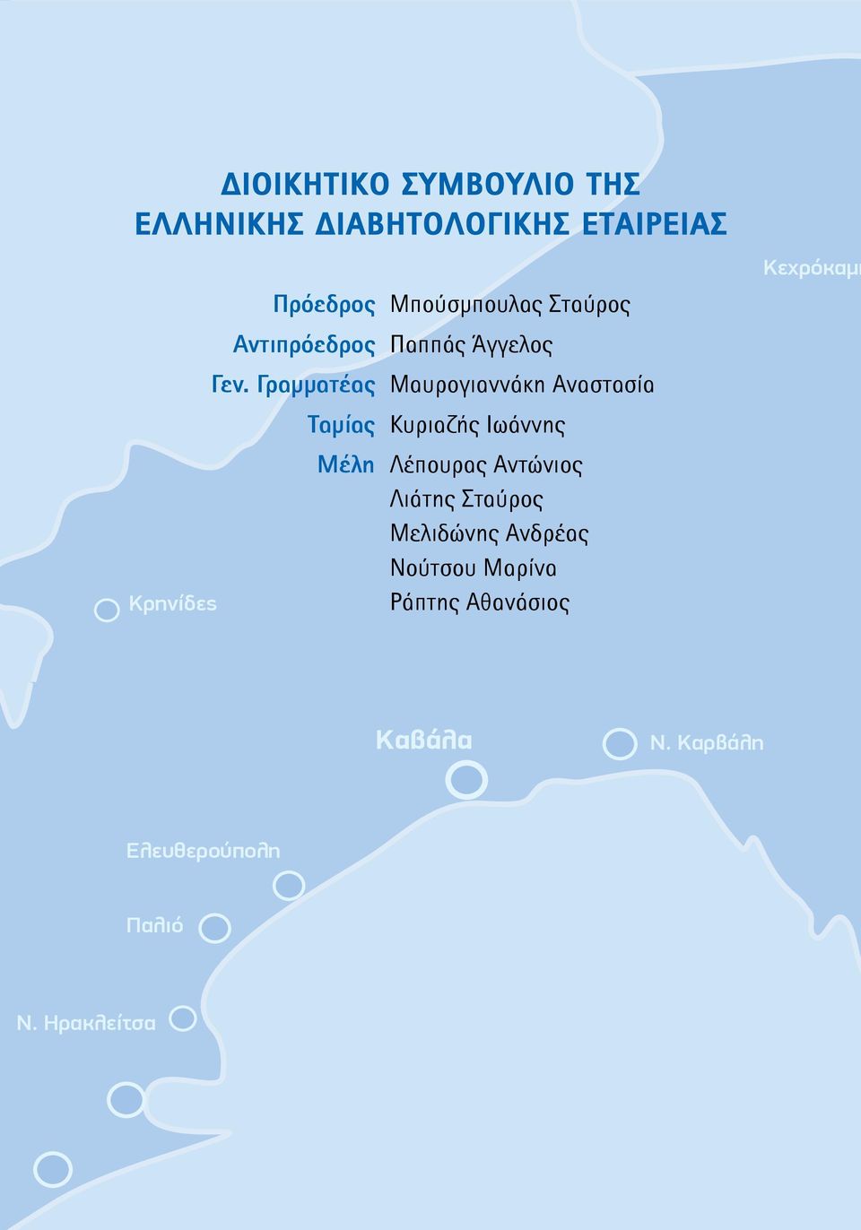 Γραμματέας Μαυρογιαννάκη Αναστασία Ταμίας Κυριαζής Ιωάννης Μέλη Λέπουρας Αντώνιος