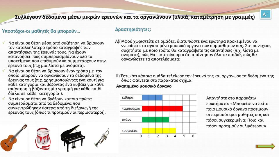 ü Να είναι σε θέση να βρίσκουν έναν τρόπο με τον οποίο μπορούν να οργανώσουν τα δεδομένα της έρευνάς τους (π.χ.