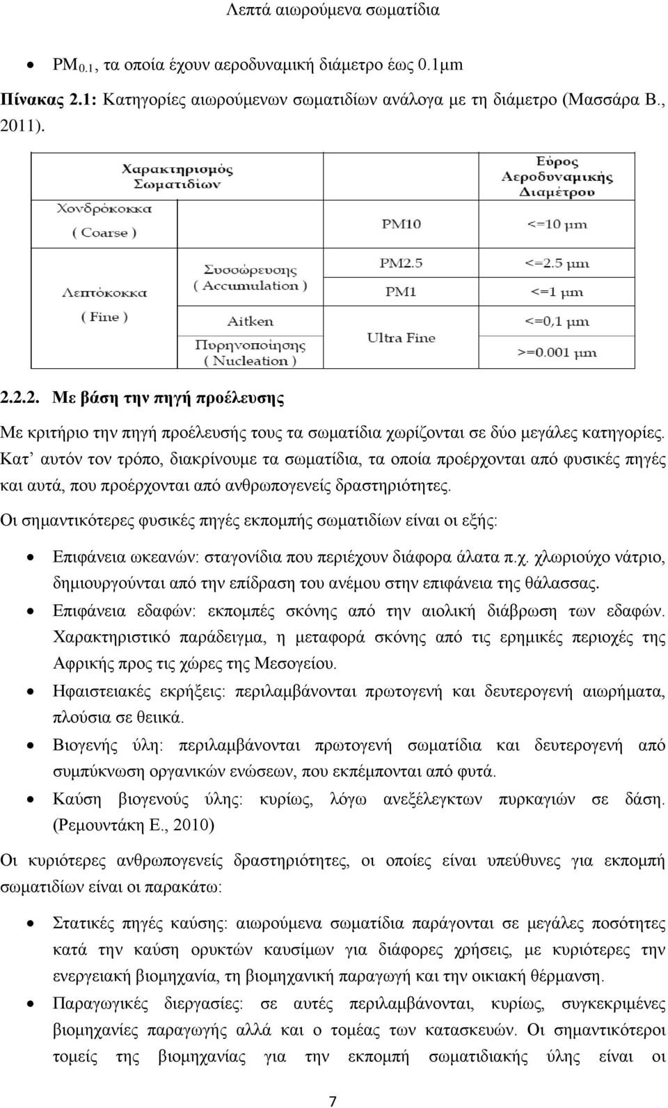 Κατ αυτόν τον τρόπο, διακρίνουμε τα σωματίδια, τα οποία προέρχονται από φυσικές πηγές και αυτά, που προέρχονται από ανθρωπογενείς δραστηριότητες.