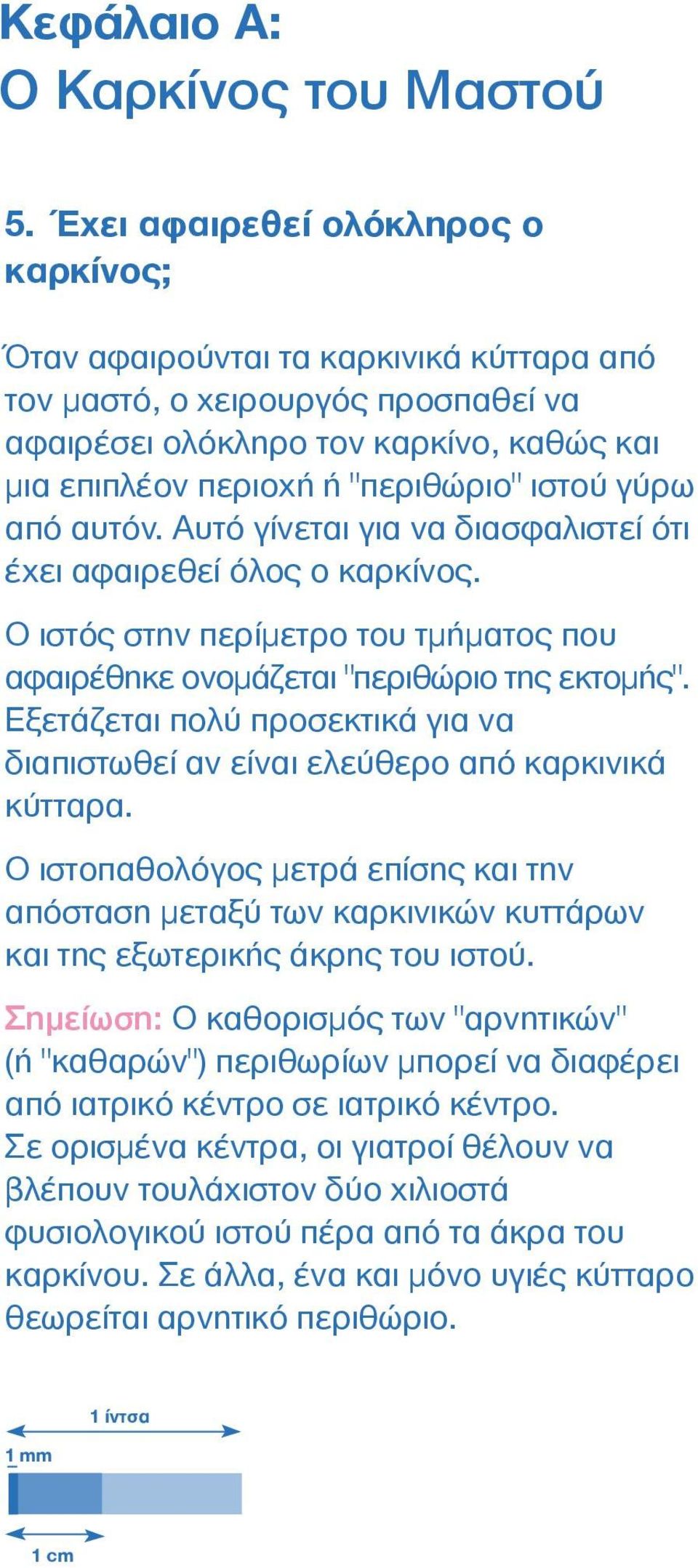 γύρω από αυτόν. Αυτό γίνεται για να διασφαλιστεί ότι έχει αφαιρεθεί όλος ο καρκίνος. Ο ιστός στην περίµετρο του τµήµατος που αφαιρέθηκε ονοµάζεται "περιθώριο της εκτοµής".