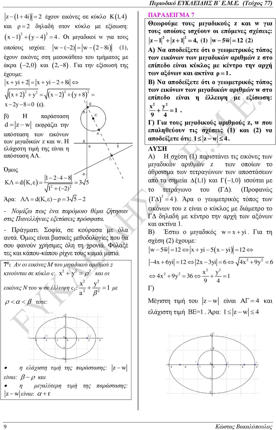 Όμως 4 8 ΚΛ dk, ε 3 5 ( ) Άρα: ΑΛ d(k,ε) ρ 3 5 - Νομίζω πως ένα παρόμοιο θέμα ζήτησαν στις Πανελλήνιες εξετάσεις πρόσφατα. - Πράγματι. Σοφία, σε κούρασα με όλα αυτά.