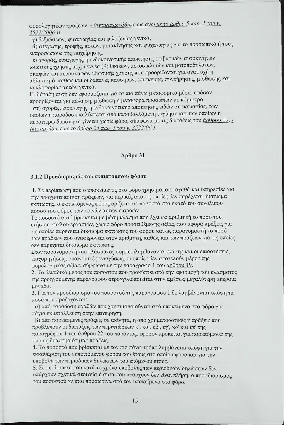απόκτησης εττιβατικών αυτοκινήτων ιδιωτικής χρήσης μέχρι εννέα (9) θέσεων, μοτοσικλετών και μοτοποδηλάτων, σκαφών και αεροσκαφών ιδιωτικής χρήσης που προορίζονται για αναψυχή ή αθλητισμό, καθώς και