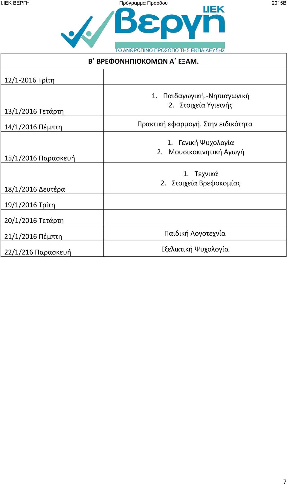 Γενική Ψυχολογία 2. Μουσικοκινητική Αγωγή 1. Τεχνικά 2.