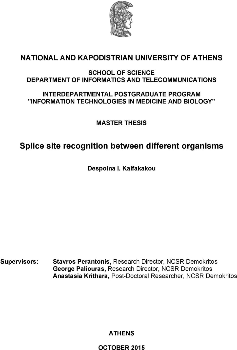 recognition between different organisms Despoina I.