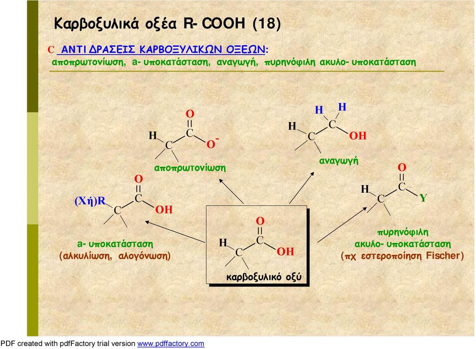 ακυλο-υποκατάσταση (Xή) a-υποκατάσταση (αλκυλίωση, αλογόνωση)