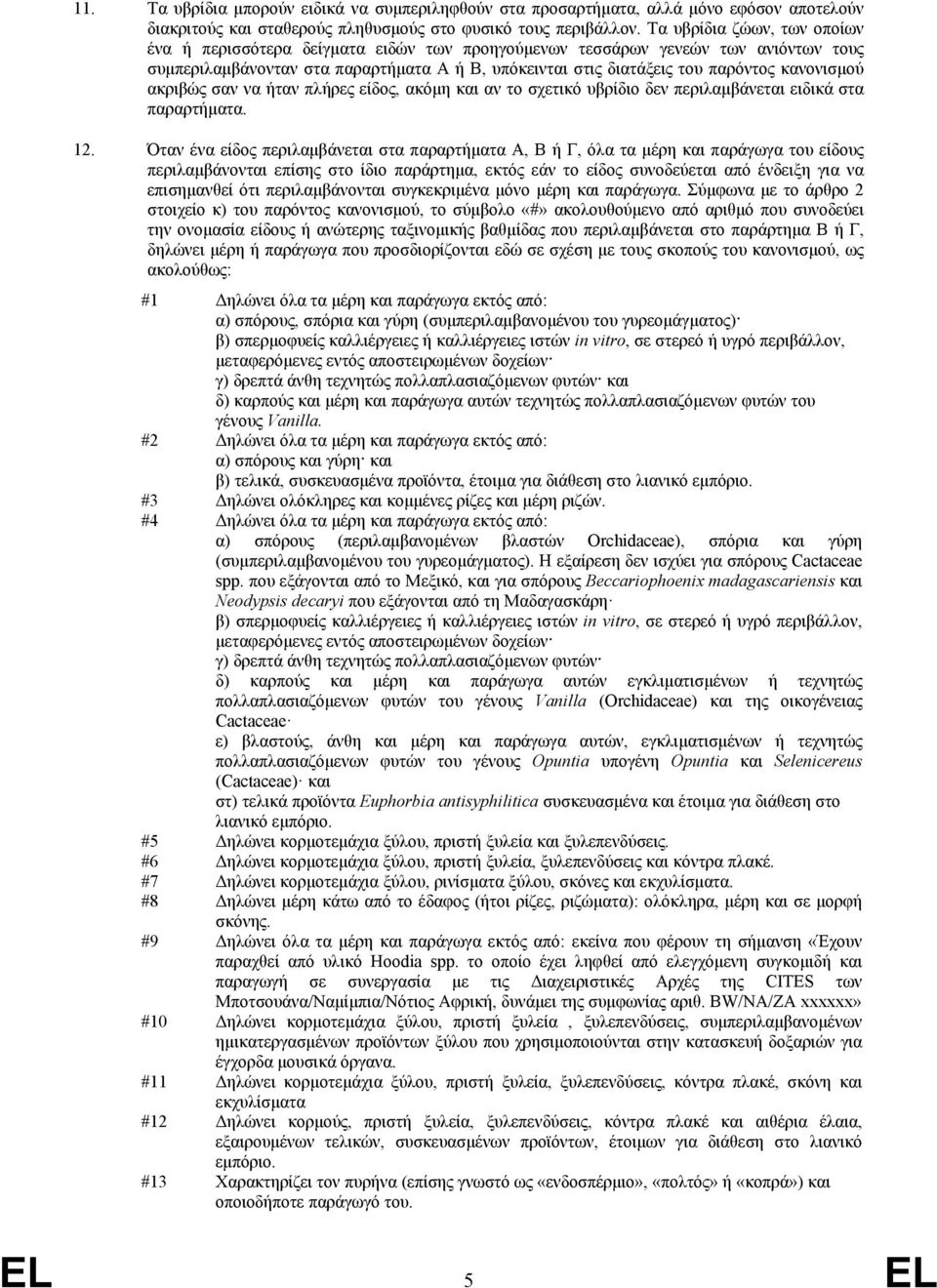 κανονισμού ακριβώς σαν να ήταν πλήρες είδος, ακόμη και αν το σχετικό υβρίδιο δεν περιλαμβάνεται ειδικά στα παραρτήματα. 12.