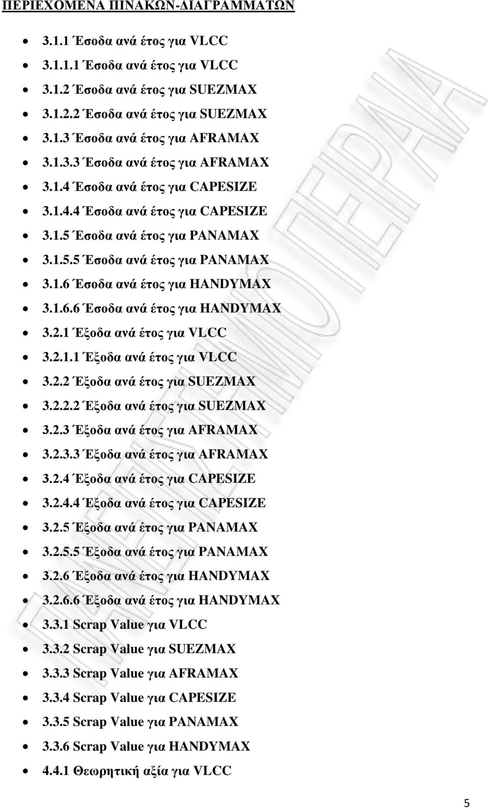 1 Έξοδα ανά έτος για VLCC 3.2.1.1 Έξοδα ανά έτος για VLCC 3.2.2 Έξοδα ανά έτος για SUEZMAX 3.2.2.2 Έξοδα ανά έτος για SUEZMAX 3.2.3 Έξοδα ανά έτος για AFRAMAX 3.2.3.3 Έξοδα ανά έτος για AFRAMAX 3.2.4 Έξοδα ανά έτος για CAPESIZE 3.