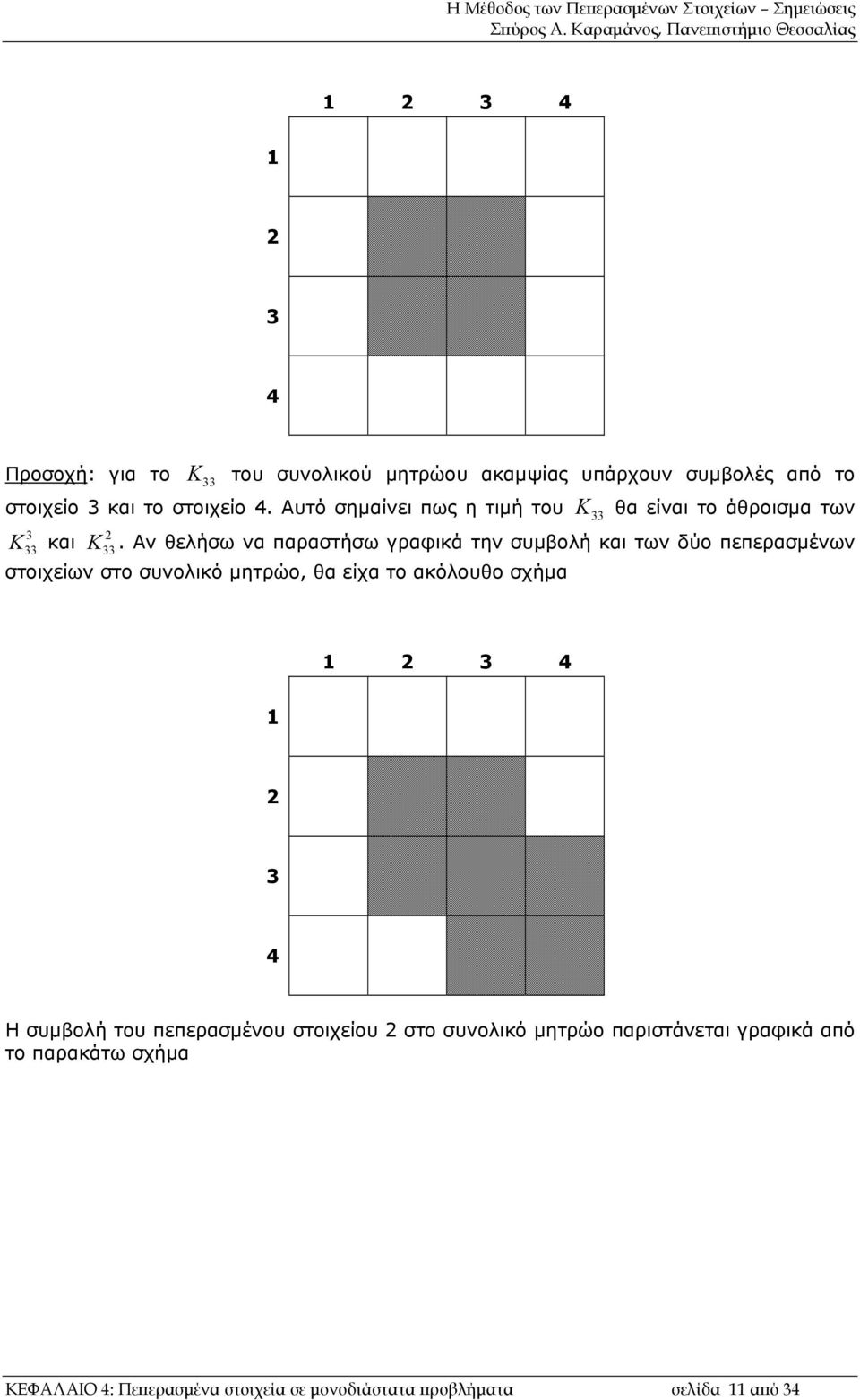 Αν θελήσω να παραστήσω γραφικά την συµβολή και των δύο πεπερασµένων στοιχείων στο συνολικό µητρώο, θα είχα το ακόλουθο