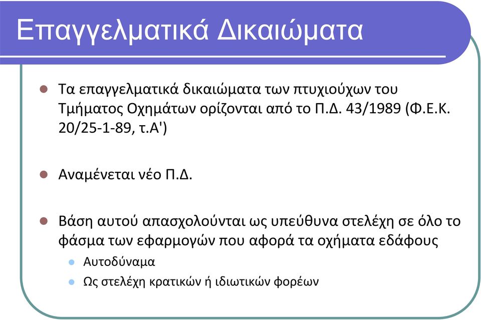 α') Αναμένεται νέο Π.Δ.