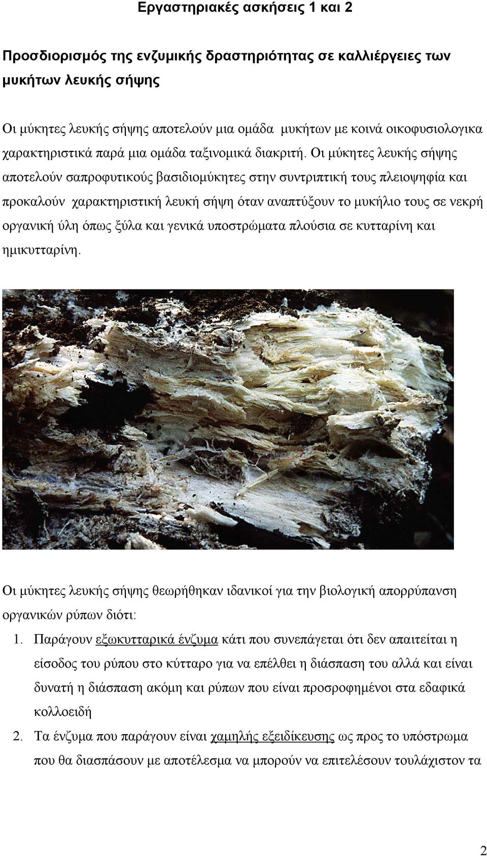 Οι μύκητες λευκής σήψης αποτελούν σαπροφυτικούς βασιδιομύκητες στην συντριπτική τους πλειοψηφία και προκαλούν χαρακτηριστική λευκή σήψη όταν αναπτύξουν το μυκήλιο τους σε νεκρή οργανική ύλη όπως ξύλα