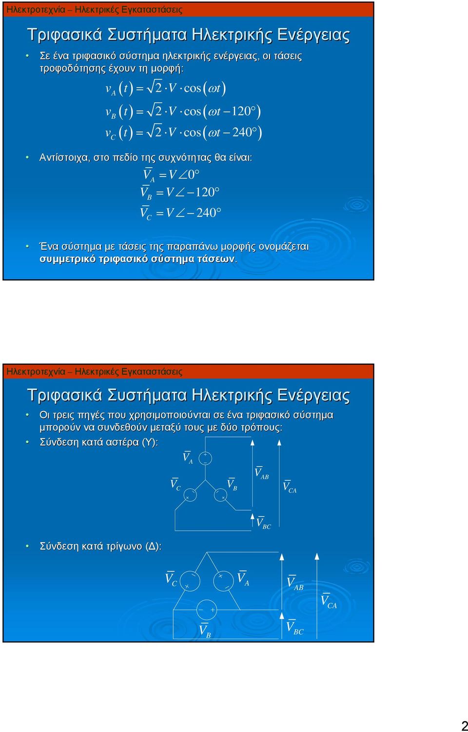μορφής ονομάζεται συμμετρικό τριφασικό σύστημα τάσεων.