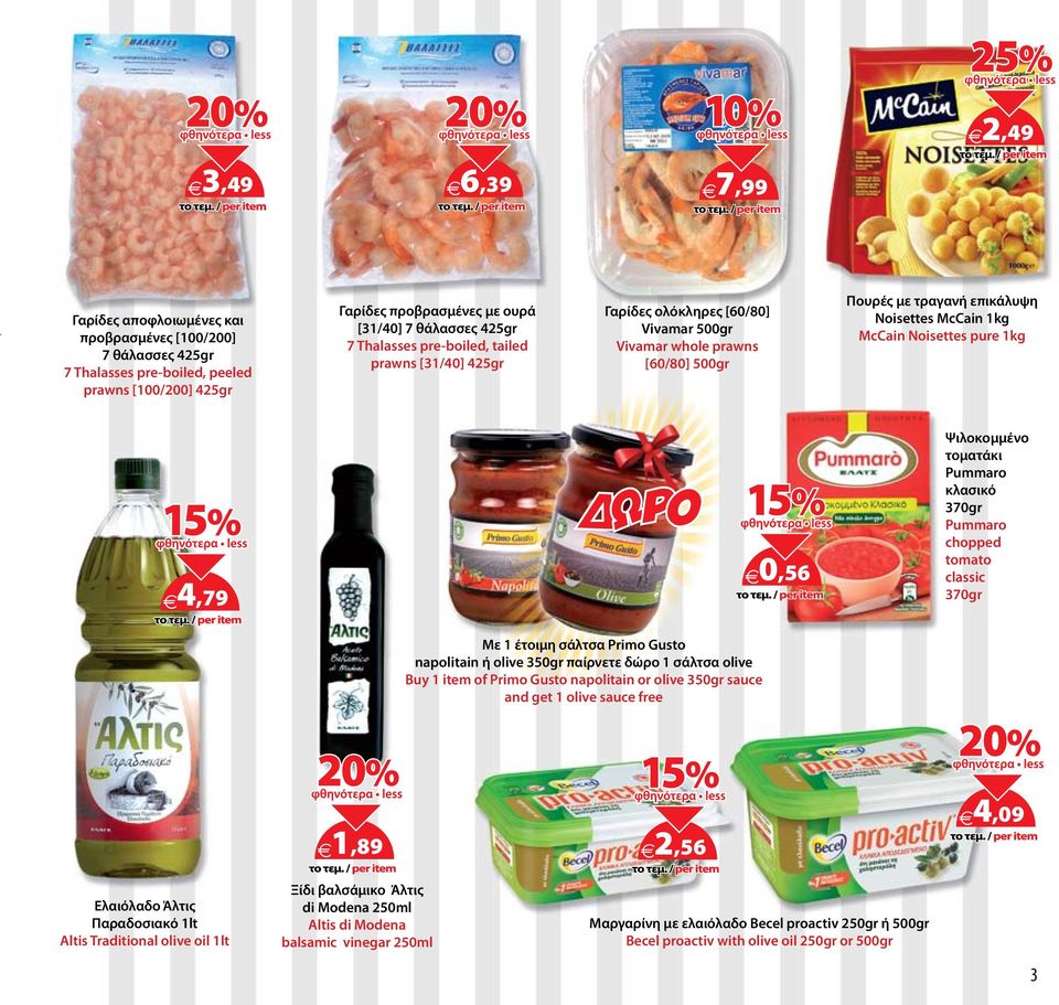 4,79 0,56 Ψιλοκομμένο τοματάκι Pummaro κλασικό 370gr Pummaro chopped tomato classic 370gr Με 1 έτοιμη σάλτσα Primo Gusto napolitain ή olive 350gr παίρνετε δώρο 1 σάλτσα olive Buy 1 item of Primo