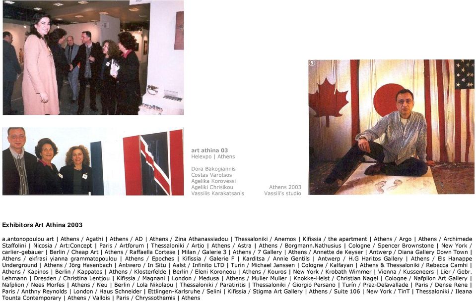 Artforum Thessaloniki / Artio Athens / Astra Athens / Borgmann.