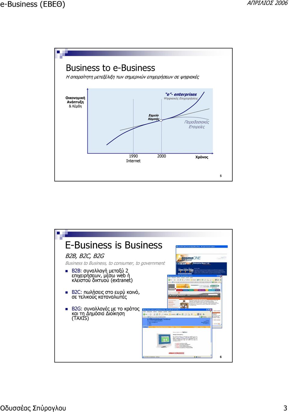 Business to Business, to consumer, to government B2B: συναλλαγή μεταξύ 2 επιχειρήσεων, μέσω web ή κλειστού δικτυού (extranet)