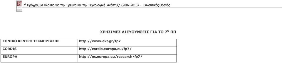 http://www.ekt.gr/fp7 http://cordis.