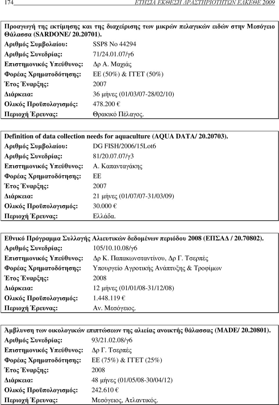 Μαχιάς Φορέας Χρηµατοδότησης: ΕΕ (50%) & ΓΓΕΤ (50%) Έτος Έναρξης: 2007 ιάρκεια: 36 µήνες (01/03/07-28/02/10) Ολικός Προϋπολογισµός: 478.200 Περιοχή Έρευνας: Θρακικό Πέλαγος.