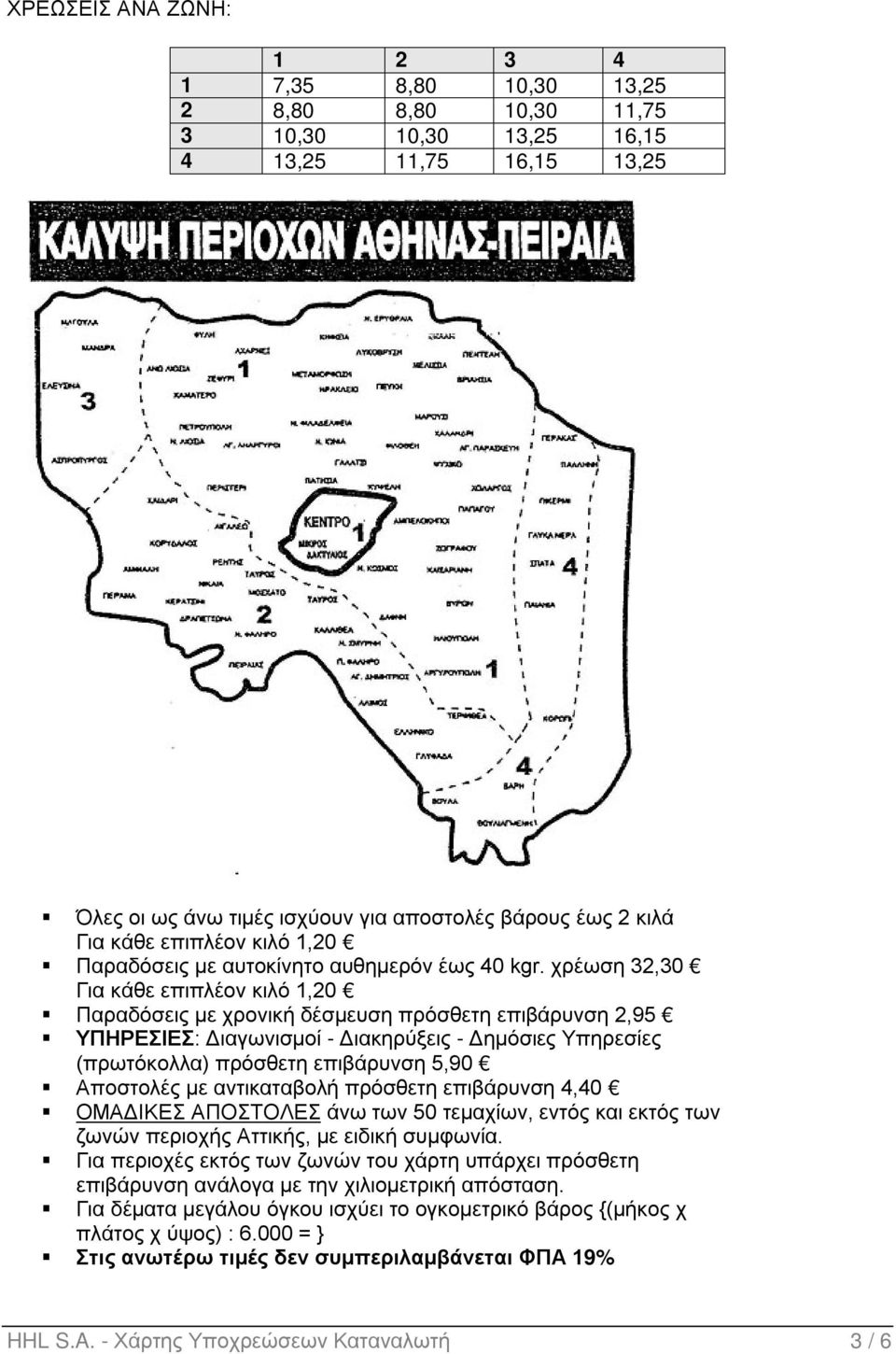 χρέωση 32,30 Παραδόσεις με χρονική δέσμευση πρόσθετη επιβάρυνση 2,95 ΥΠΗΡΕΣΙΕΣ: Διαγωνισμοί - Διακηρύξεις - Δημόσιες Υπηρεσίες (πρωτόκολλα) πρόσθετη επιβάρυνση 5,90 Αποστολές με αντικαταβολή πρόσθετη