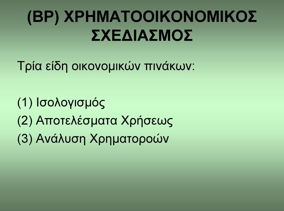 πινάκων: (1) Ισολογισμός (2)