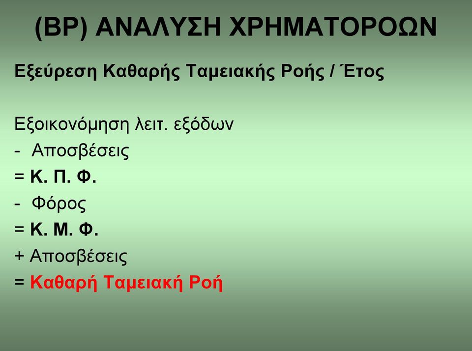 εξόδων - Αποσβέσεις = Κ. Π. Φ.