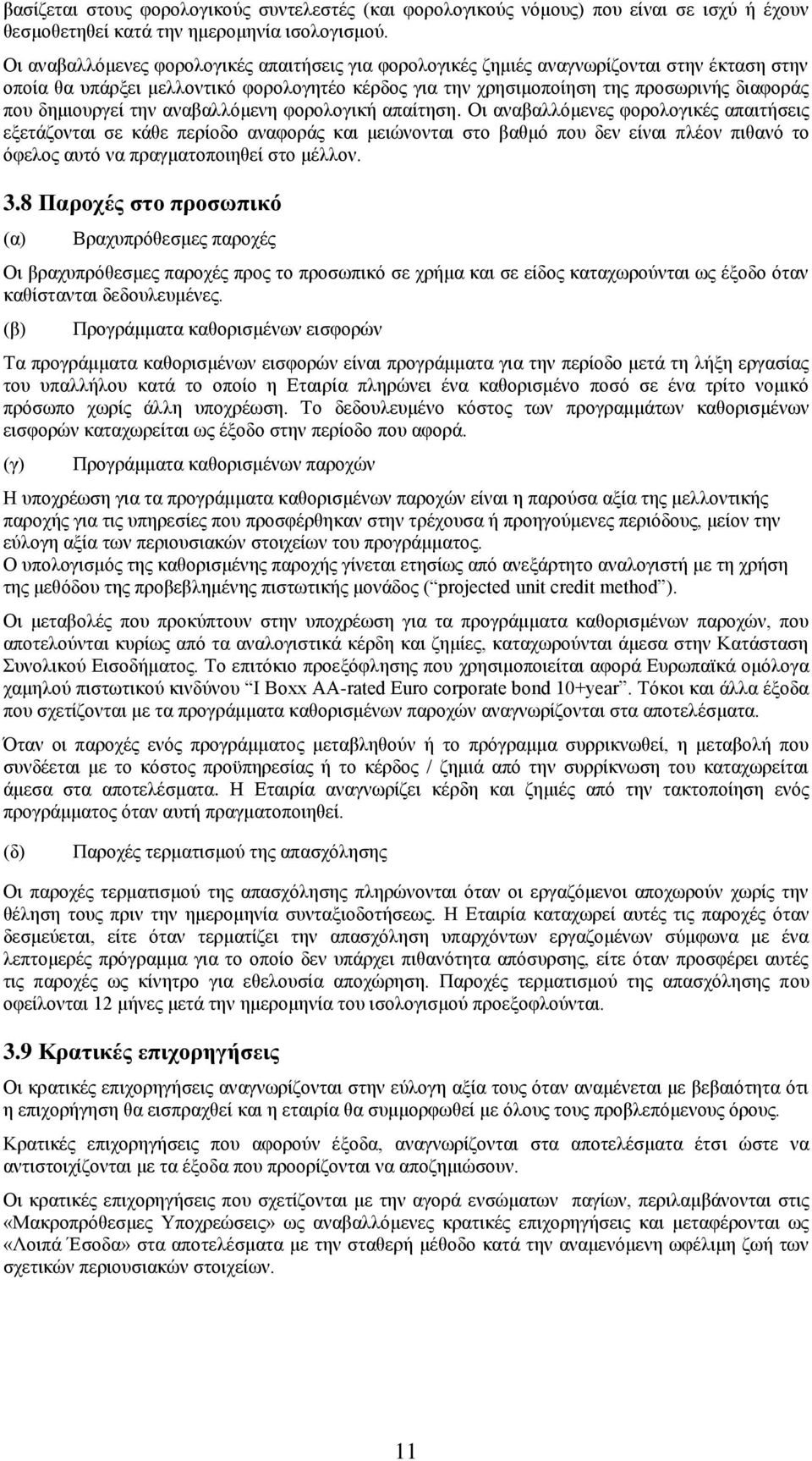 δημιουργεί την αναβαλλόμενη φορολογική απαίτηση.